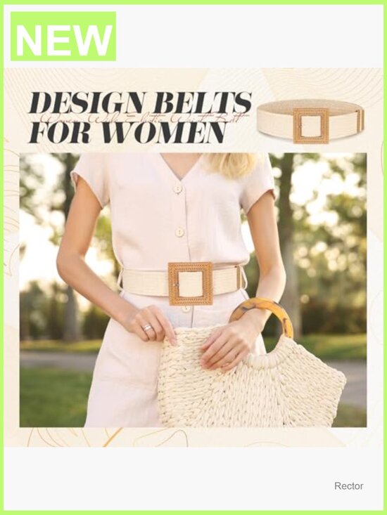 3 Straw Woven Elastic Waist Belts Bohemian Dress Braided Belt Set main image 5